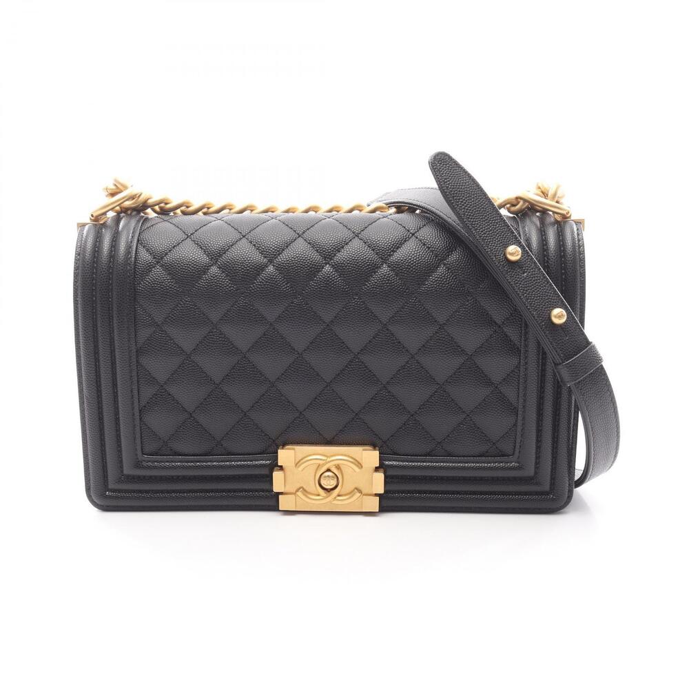 Chanel Boy Shoulder Bag Caviar Leather Grained Calfskin Black